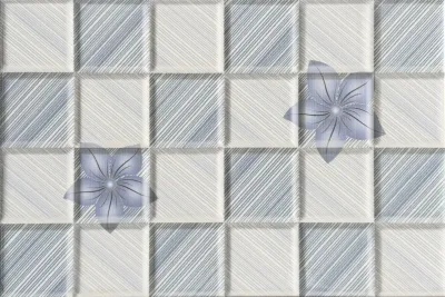 Faïence murale décor carreaux et fleurs bleues 20x30 – 682-HL-2