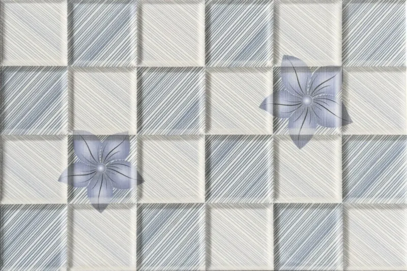 Faïence murale décor carreaux et fleurs bleues 20x30 – 682-HL-2